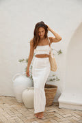 Romantic Escape Linen Crop Top White