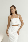 Island Calm Embroidered Crop Top White