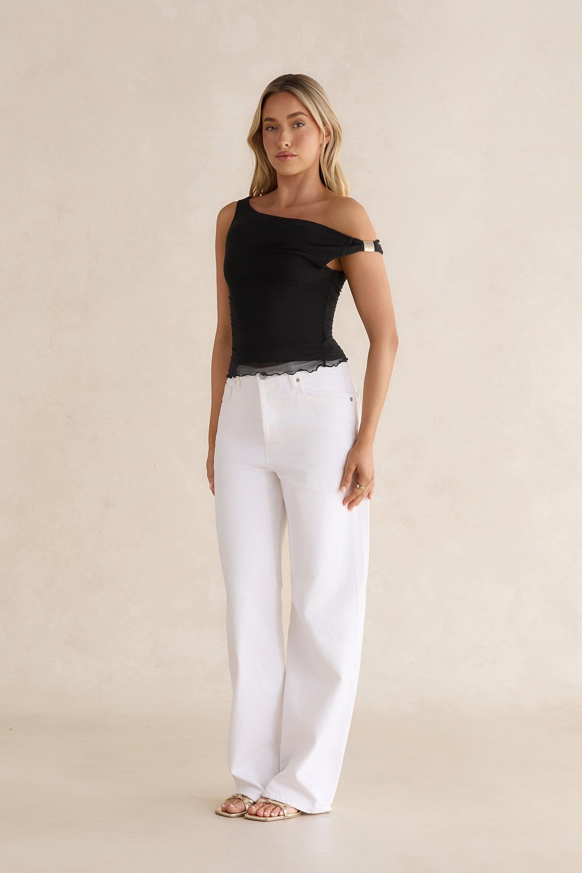 Sunset Ride Mesh Off Shoulder Black