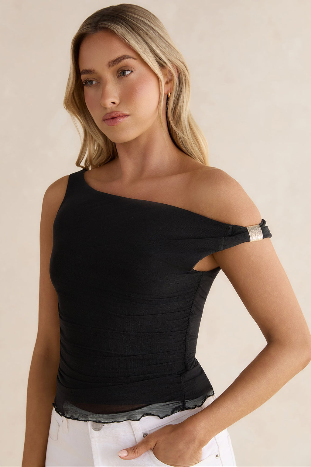 Sunset Ride Mesh Off Shoulder Black