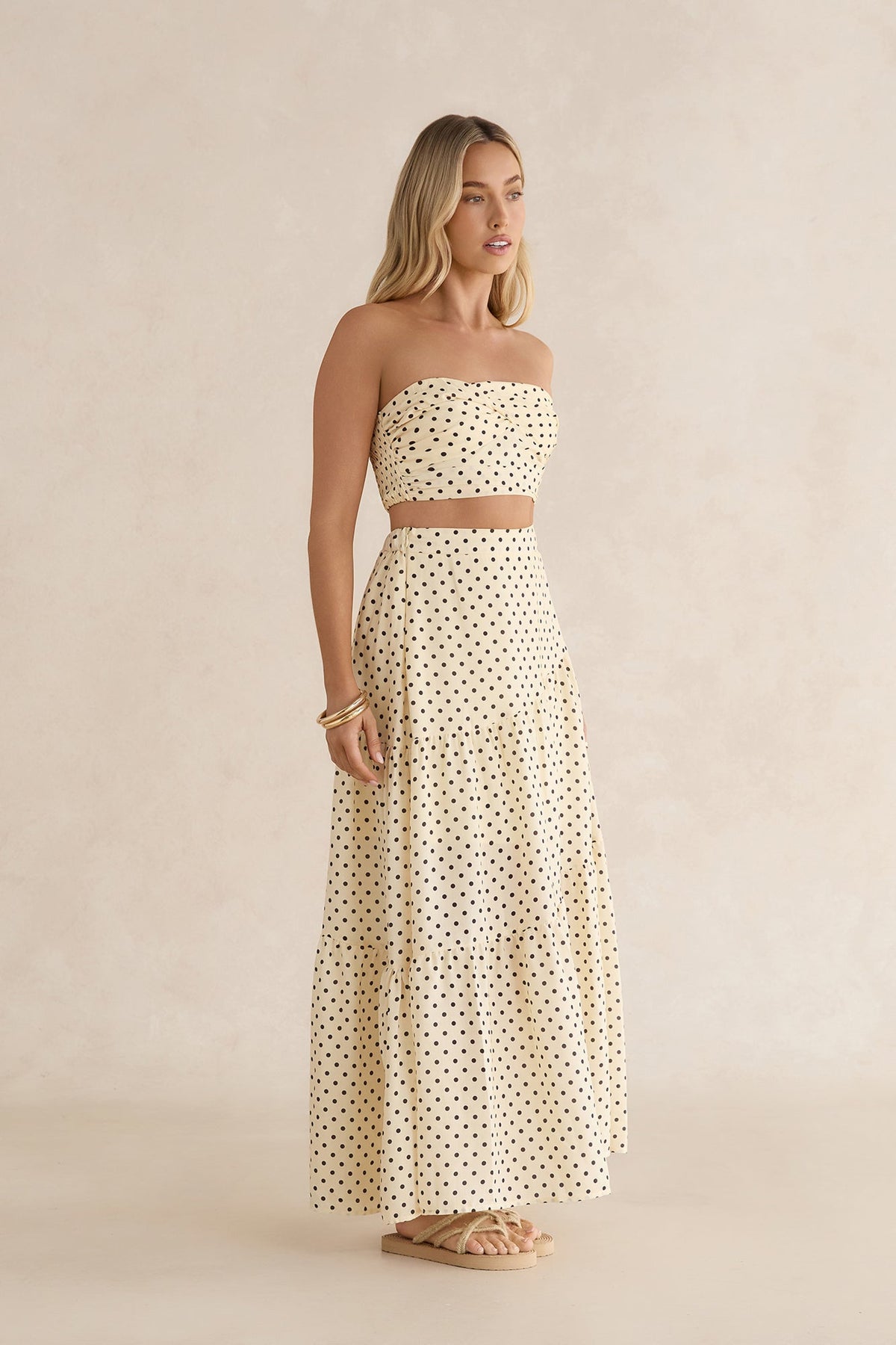 Shimmering Sands Polka Dot Crop Top Yellow