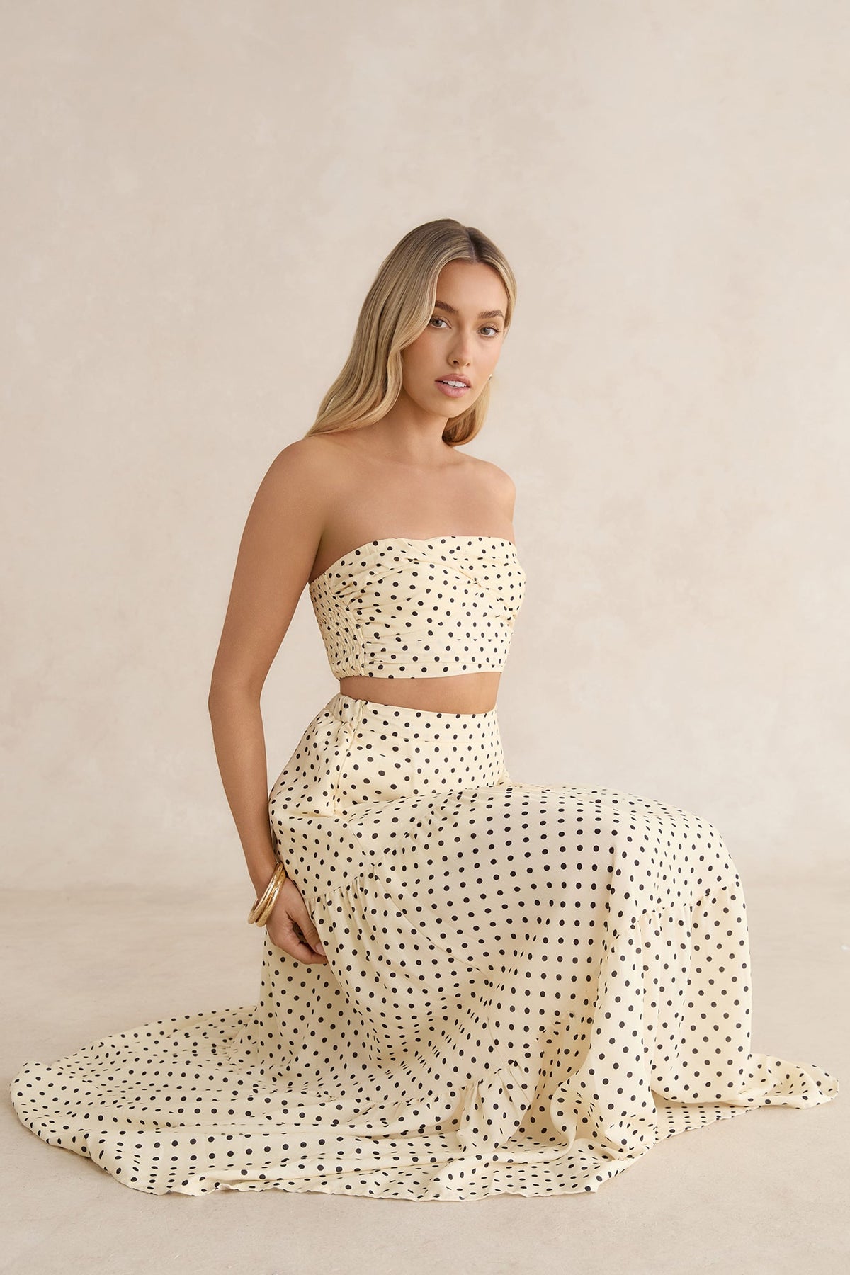 Shimmering Sands Polka Dot Crop Top Yellow