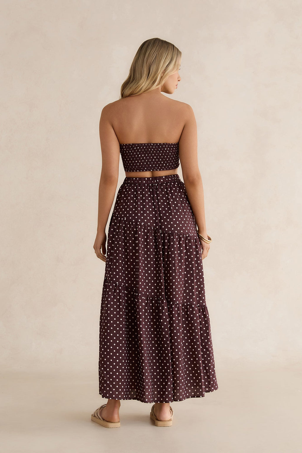 Shimmering Sands Polka Dot Crop Top Brown