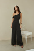 Secret Society Off Shoulder Jumpsuit Black